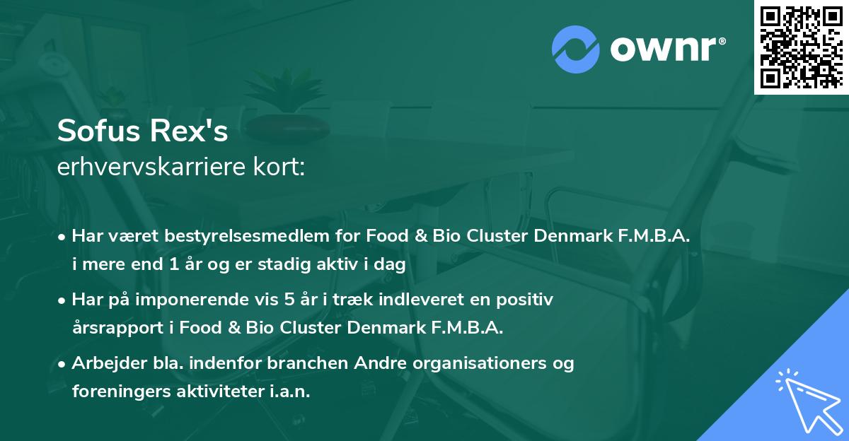 Sofus Rex's erhvervskarriere kort