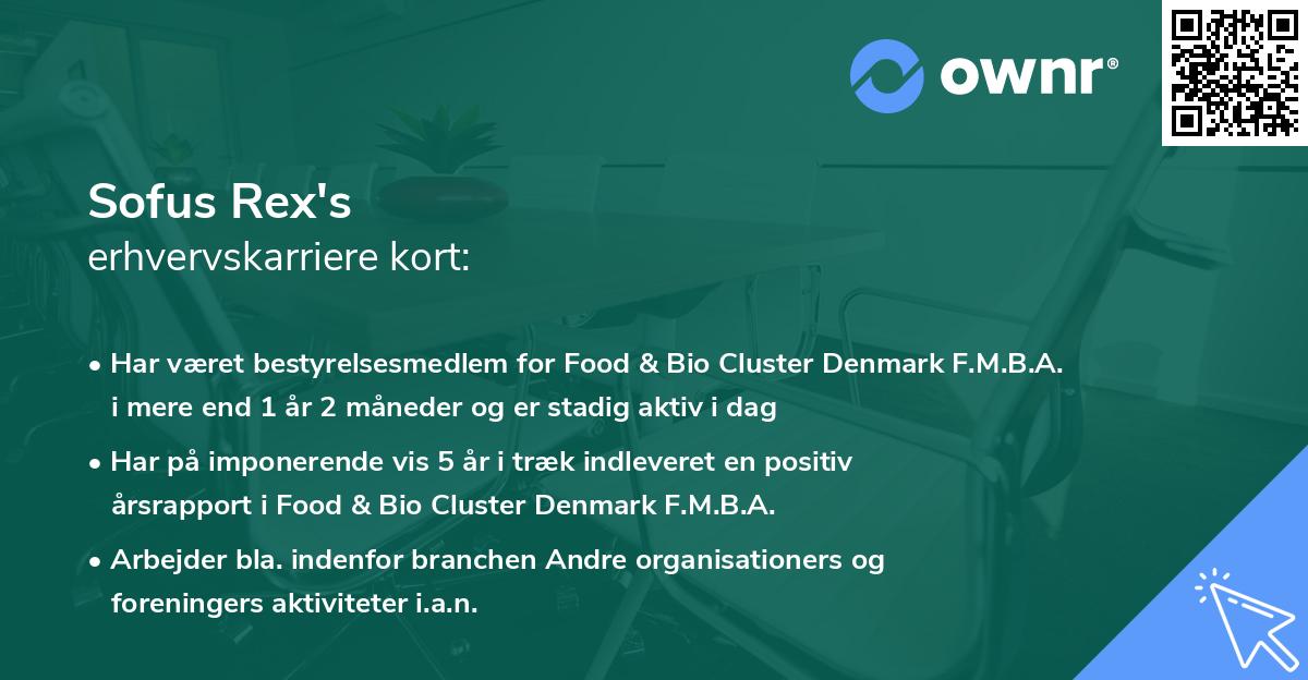 Sofus Rex's erhvervskarriere kort