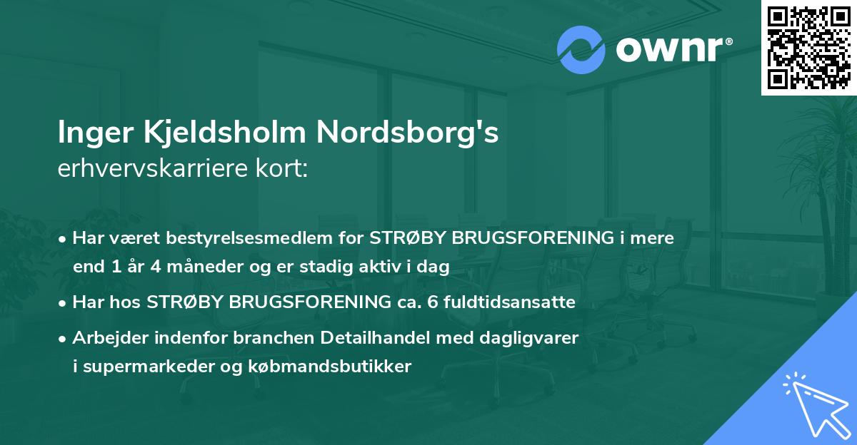 Inger Kjeldsholm Nordsborg's erhvervskarriere kort