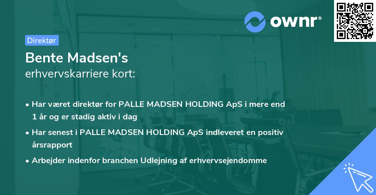 Bente Madsen's erhvervskarriere kort