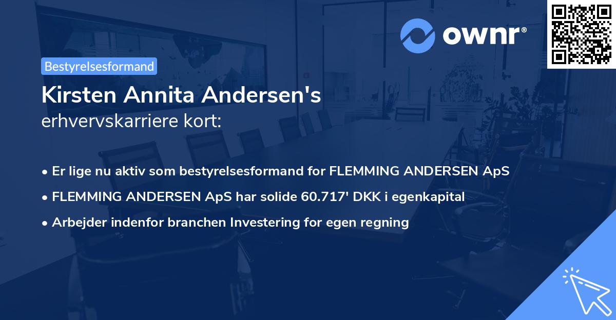 Kirsten Annita Andersen's erhvervskarriere kort