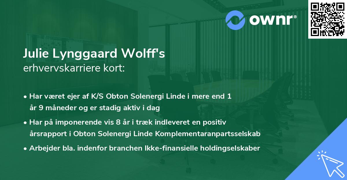 Julie Lynggaard Wolff's erhvervskarriere kort