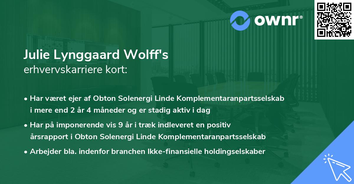Julie Lynggaard Wolff's erhvervskarriere kort