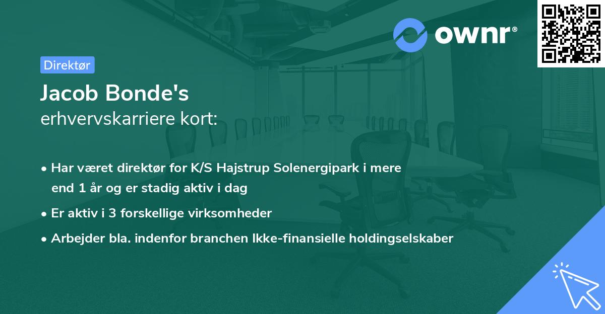 Jacob Bonde's erhvervskarriere kort