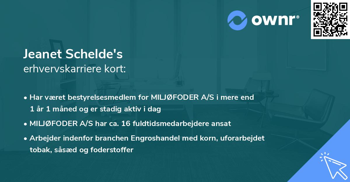 Jeanet Schelde's erhvervskarriere kort