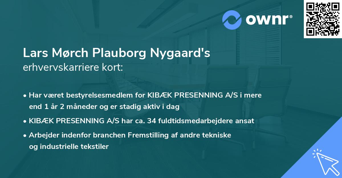 Lars Mørch Plauborg Nygaard's erhvervskarriere kort