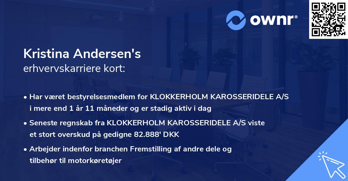 Kristina Andersen's erhvervskarriere kort