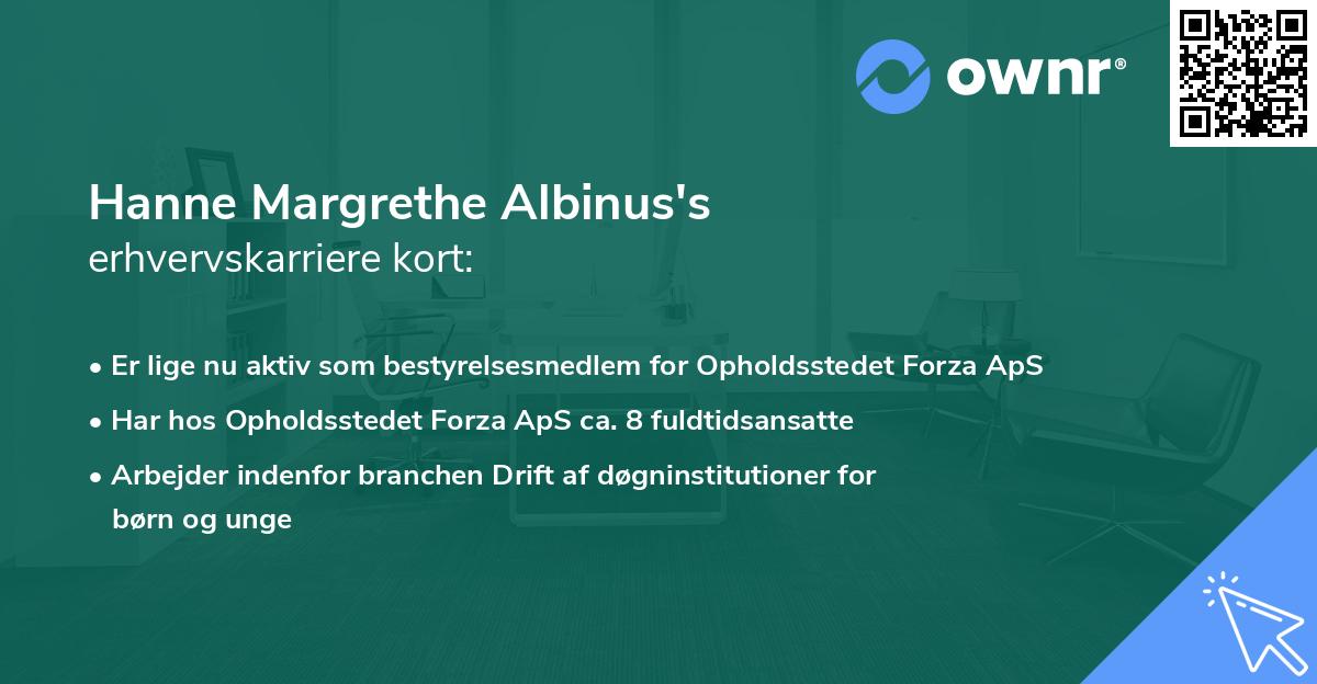 Hanne Margrethe Albinus's erhvervskarriere kort