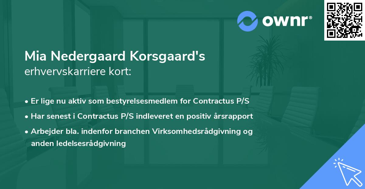 Mia Nedergaard Korsgaard's erhvervskarriere kort
