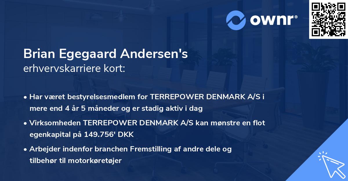 Brian Egegaard Andersen's erhvervskarriere kort