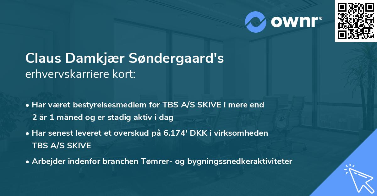 Claus Damkjær Søndergaard's erhvervskarriere kort