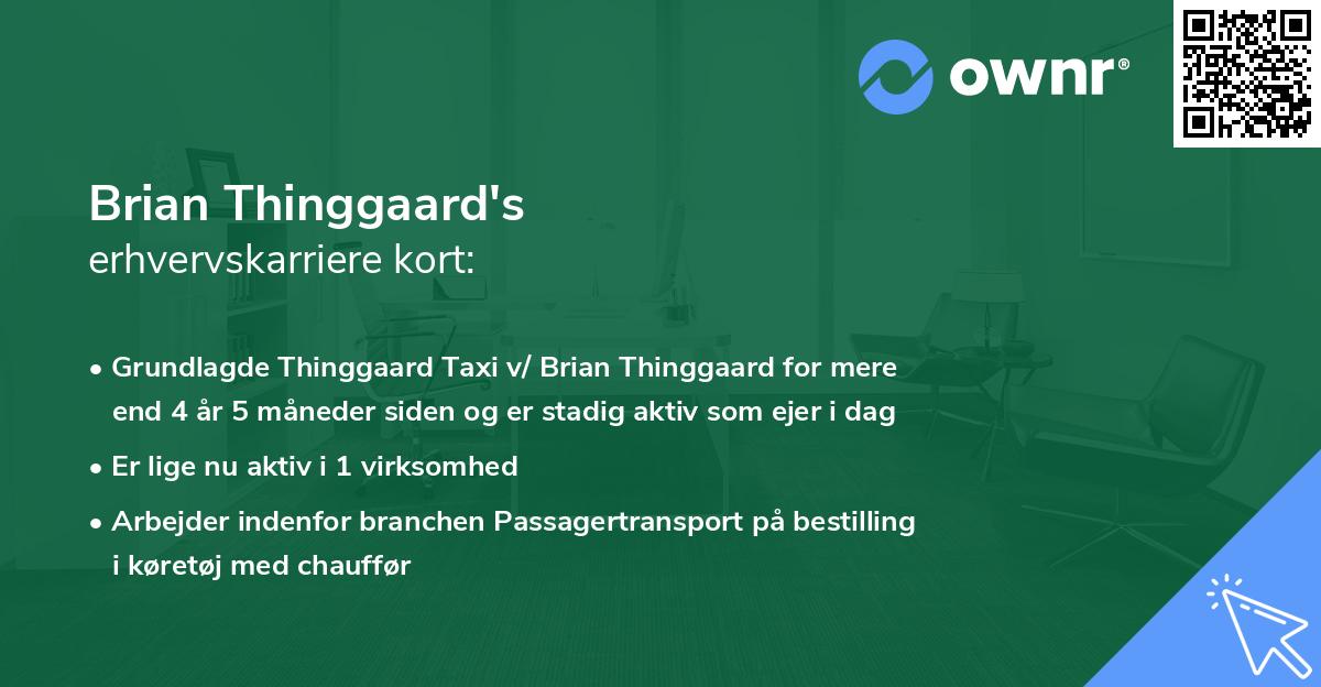 Brian Thinggaard's erhvervskarriere kort
