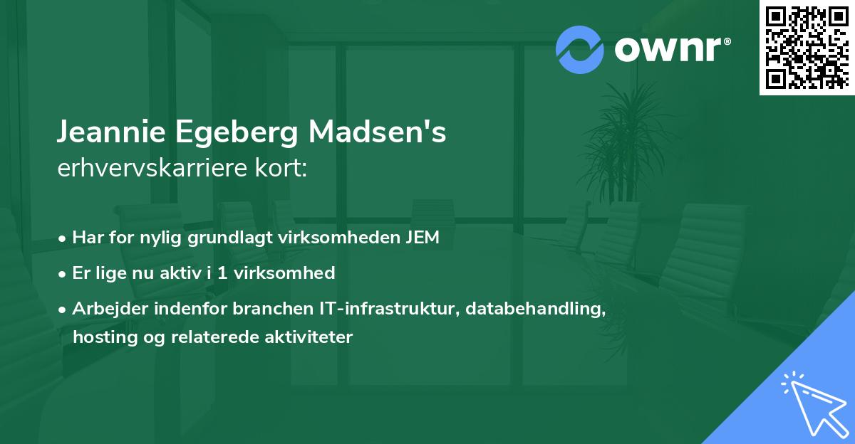 Jeannie Egeberg Madsen's erhvervskarriere kort