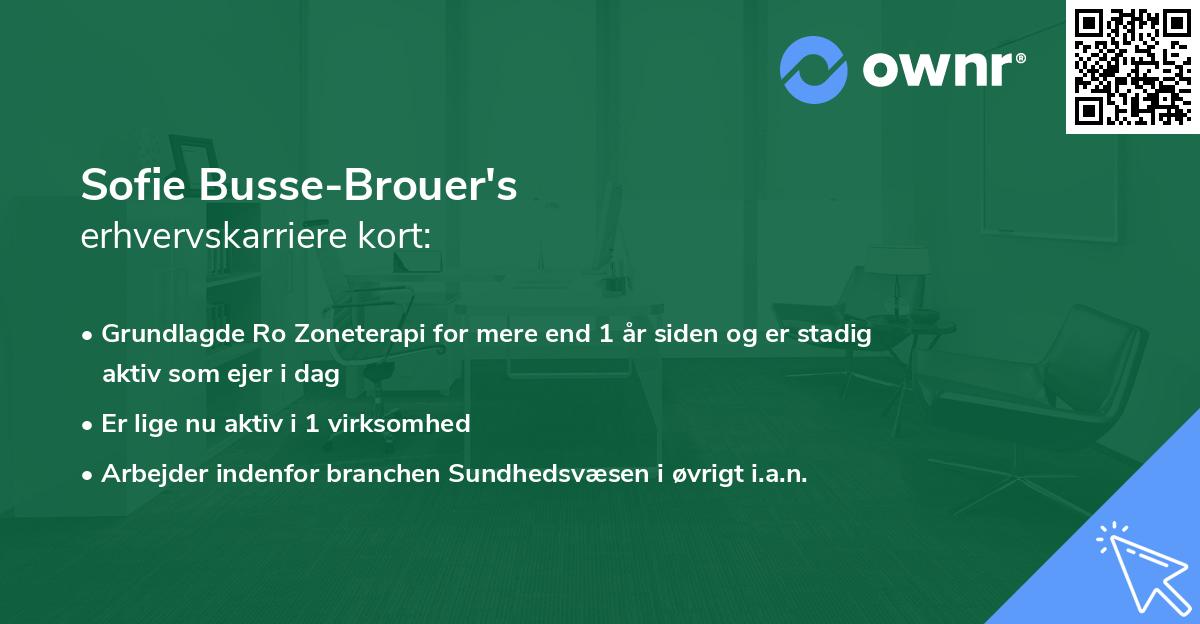 Sofie Busse-Brouer's erhvervskarriere kort