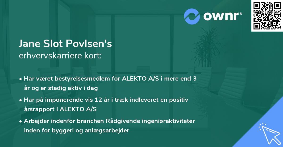 Jane Slot Povlsen's erhvervskarriere kort