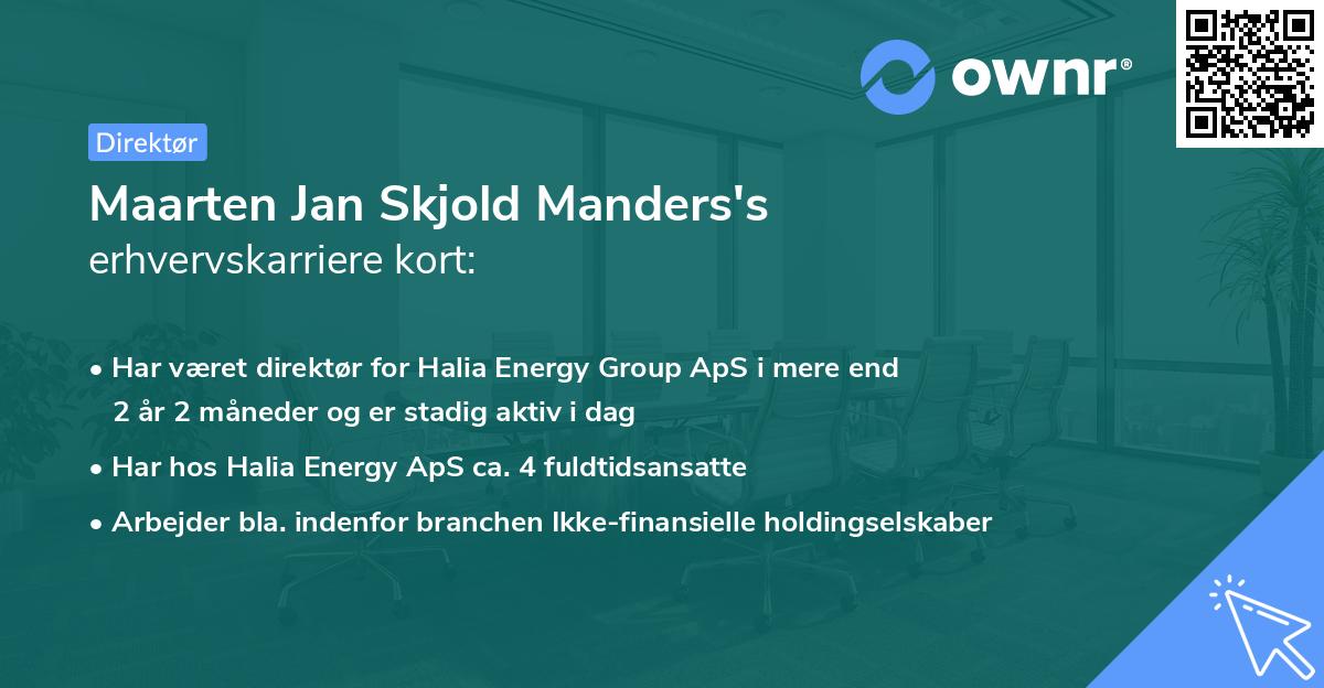 Maarten Jan Skjold Manders's erhvervskarriere kort