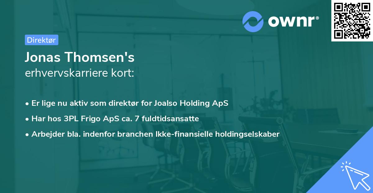 Jonas Thomsen's erhvervskarriere kort