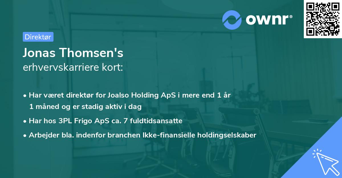 Jonas Thomsen's erhvervskarriere kort