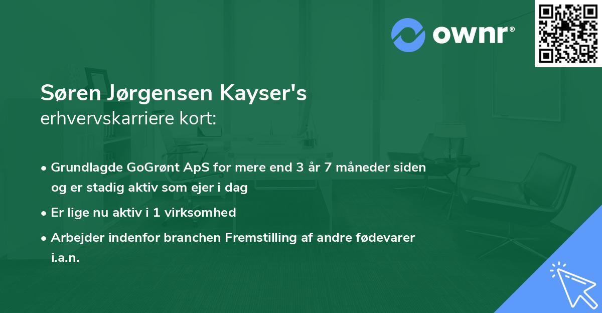 Søren Jørgensen Kayser's erhvervskarriere kort