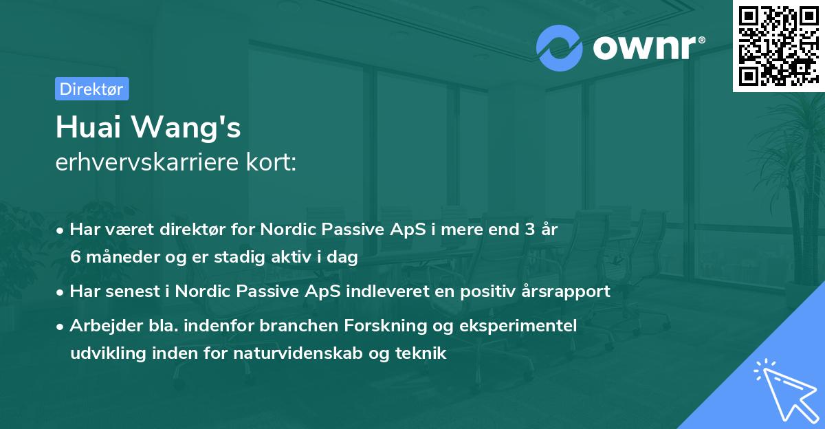 Huai Wang's erhvervskarriere kort