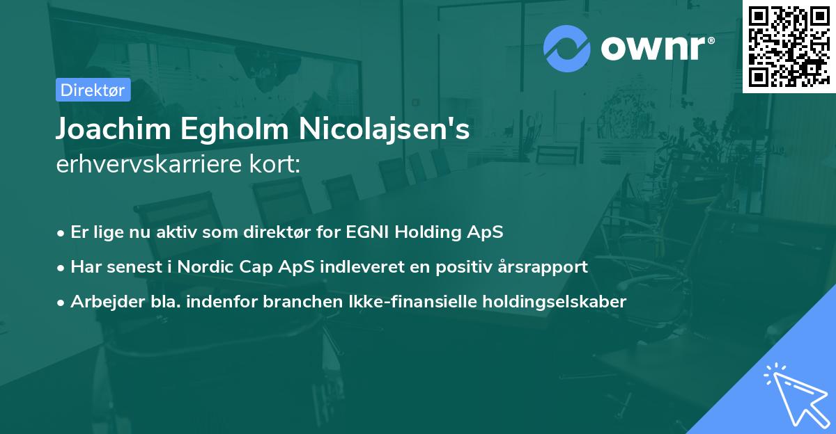 Joachim Egholm Nicolajsen's erhvervskarriere kort