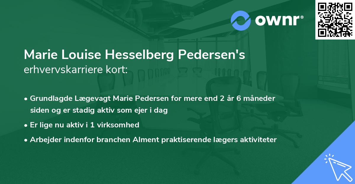 Marie Louise Hesselberg Pedersen's erhvervskarriere kort