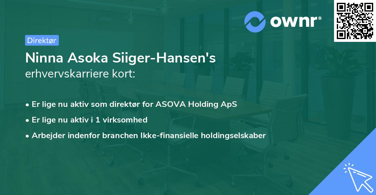 Ninna Asoka Siiger-Hansen's erhvervskarriere kort