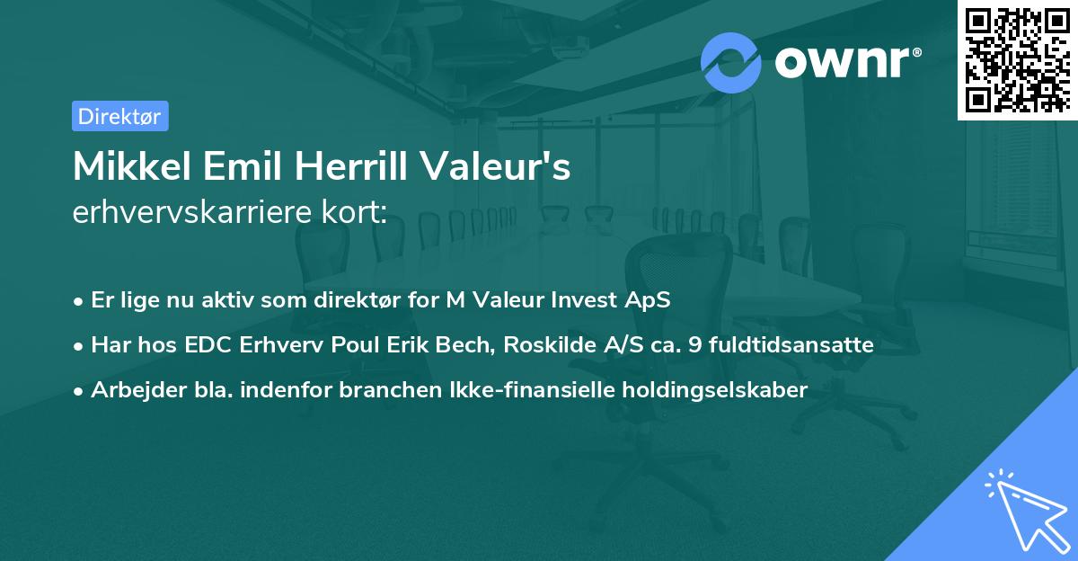 Mikkel Emil Herrill Valeur's erhvervskarriere kort