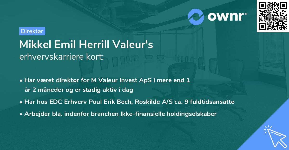 Mikkel Emil Herrill Valeur's erhvervskarriere kort