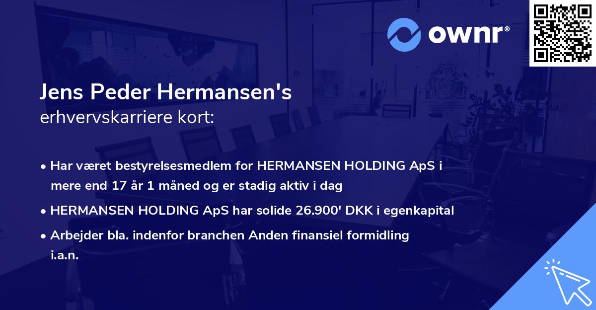 Jens Peder Hermansen's erhvervskarriere kort