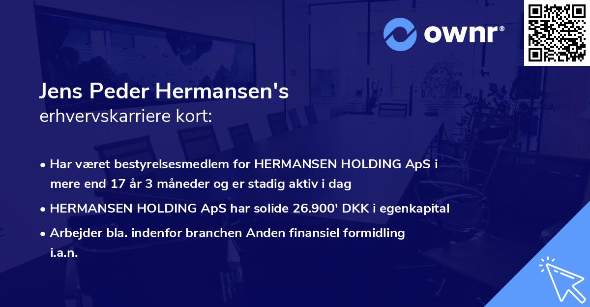 Jens Peder Hermansen's erhvervskarriere kort