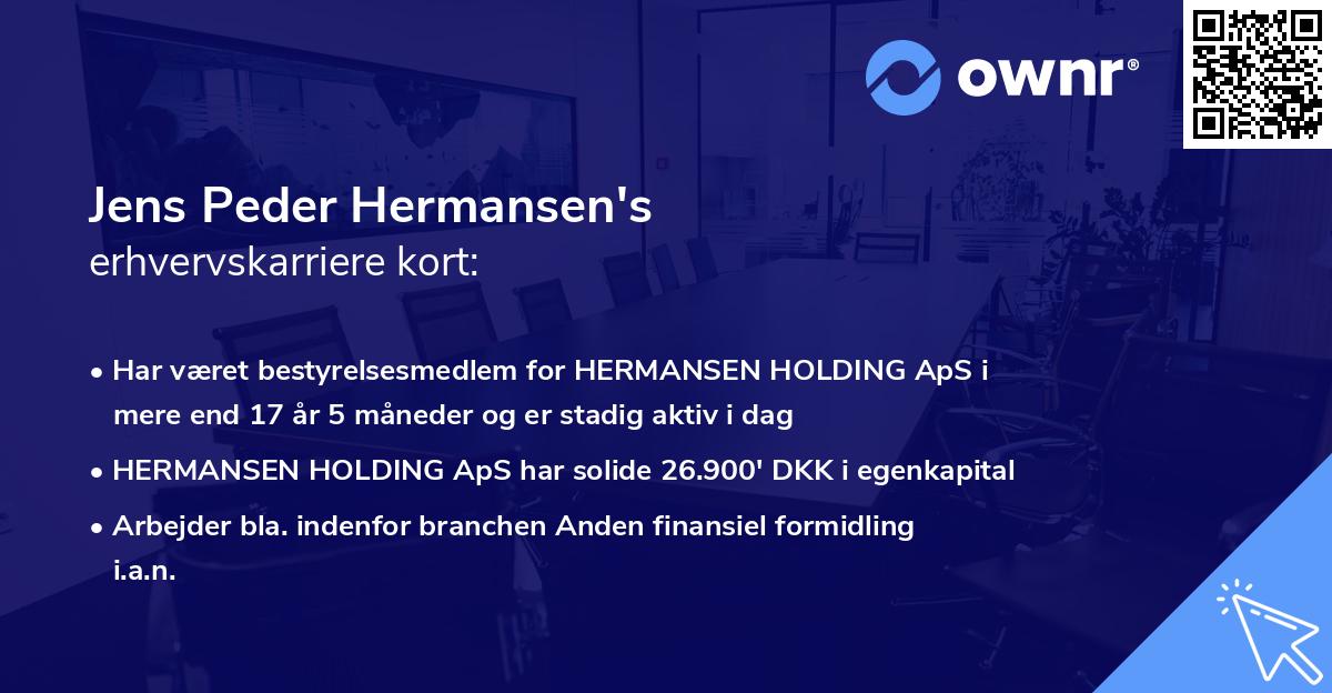 Jens Peder Hermansen's erhvervskarriere kort