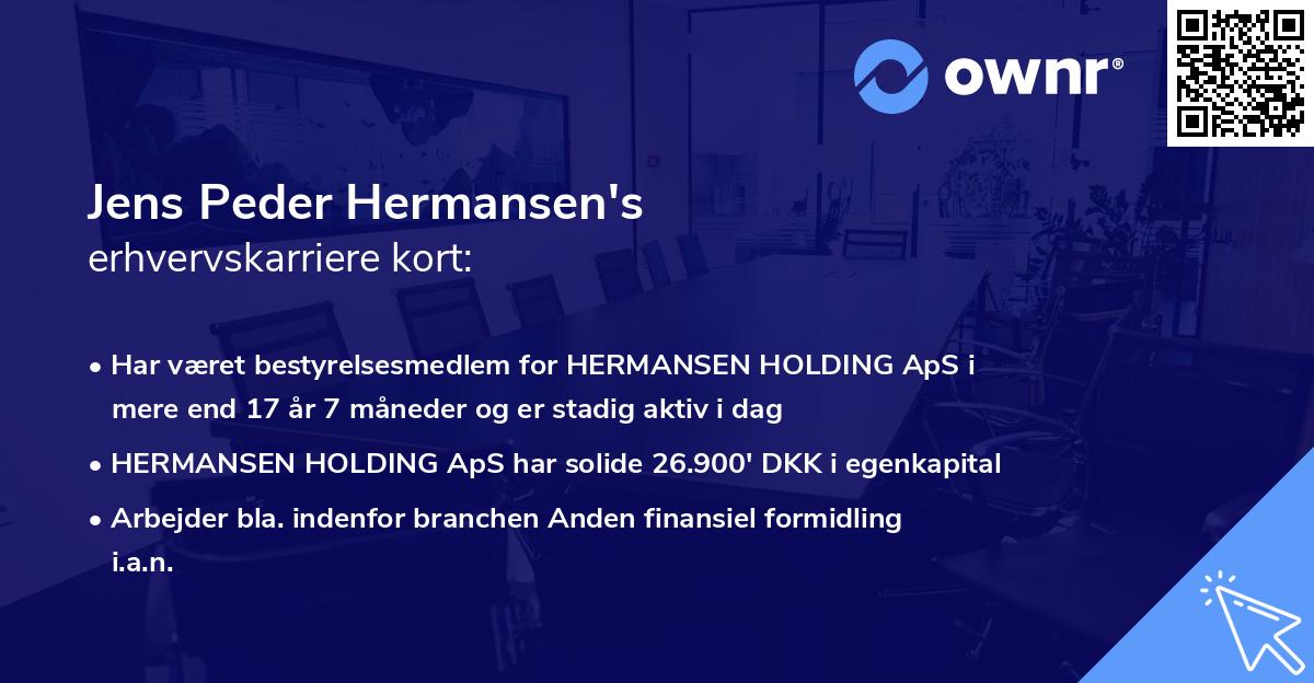 Jens Peder Hermansen's erhvervskarriere kort