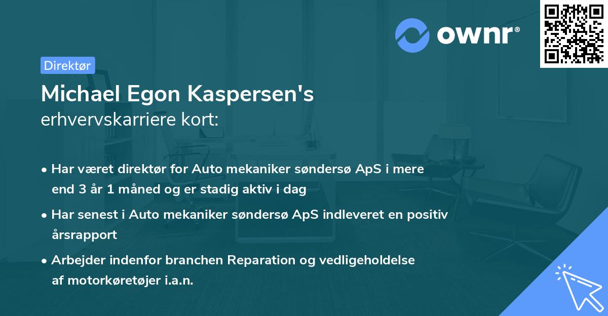 Michael Egon Kaspersen's erhvervskarriere kort