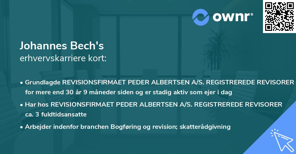 Johannes Bech's erhvervskarriere kort