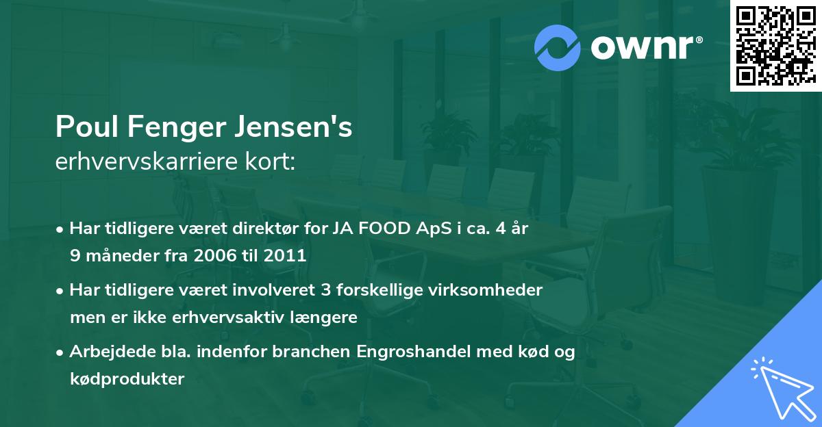 Poul Fenger Jensen's erhvervskarriere kort