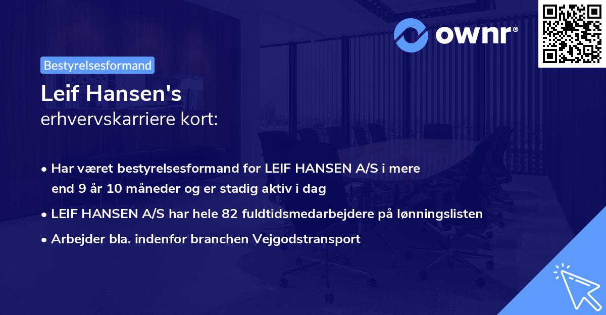 Leif Hansen's erhvervskarriere kort