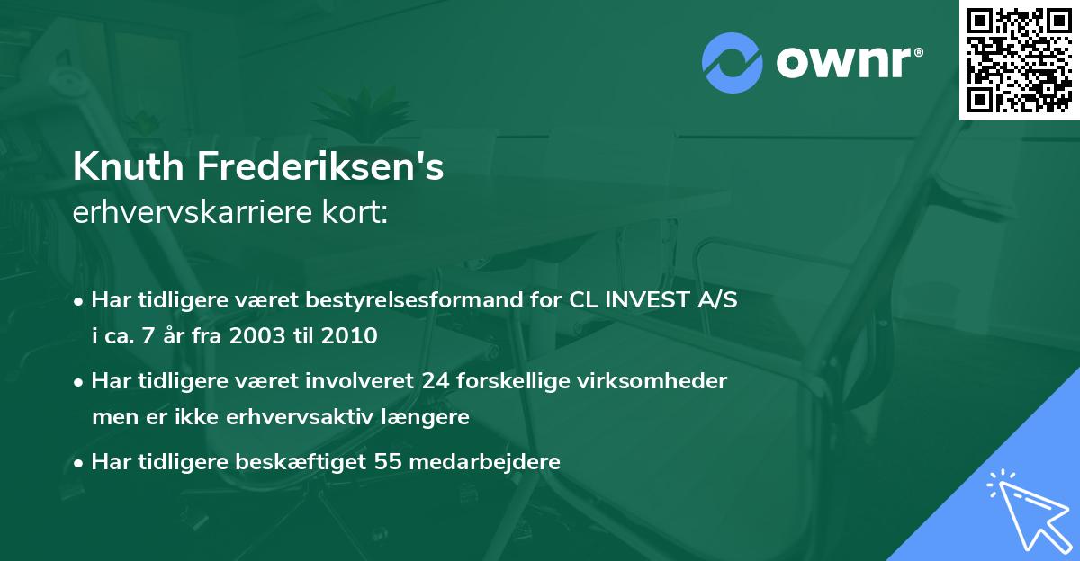Knuth Frederiksen's erhvervskarriere kort