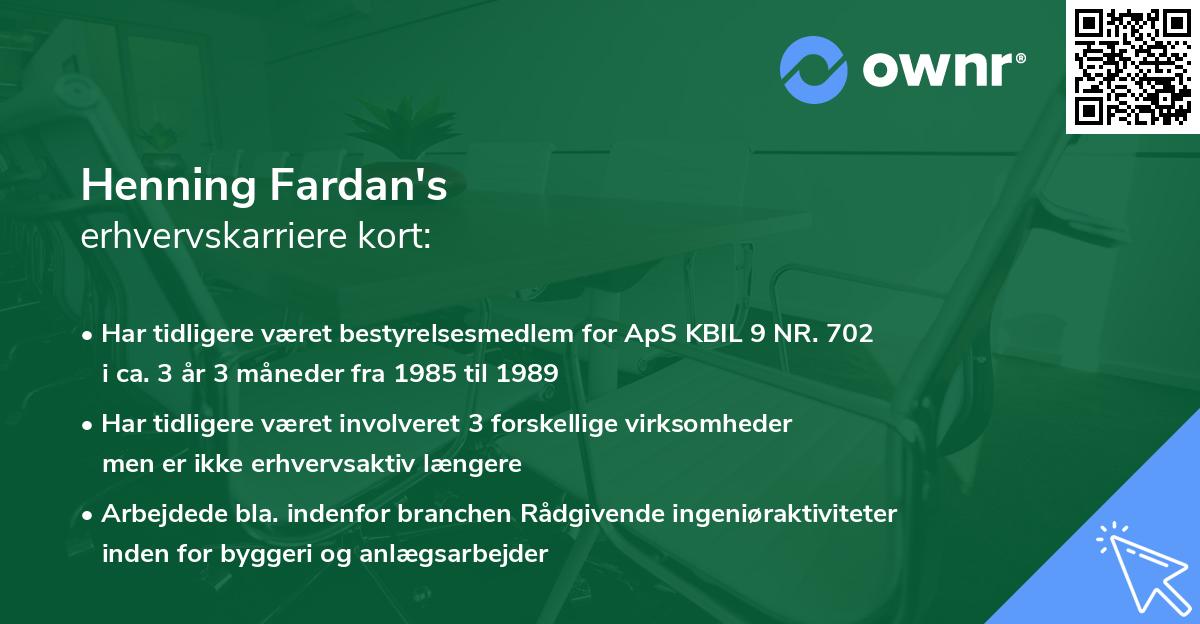 Henning Fardan's erhvervskarriere kort