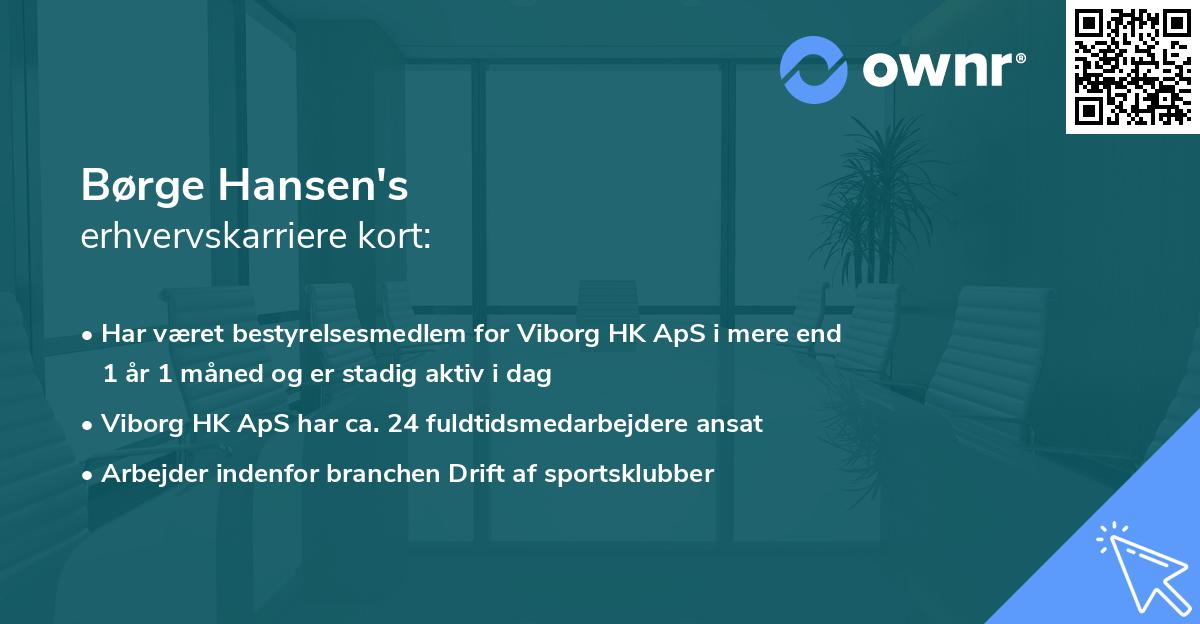 Børge Hansen's erhvervskarriere kort