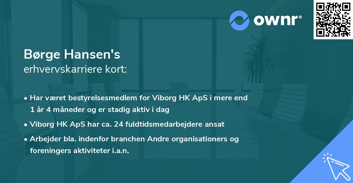 Børge Hansen's erhvervskarriere kort