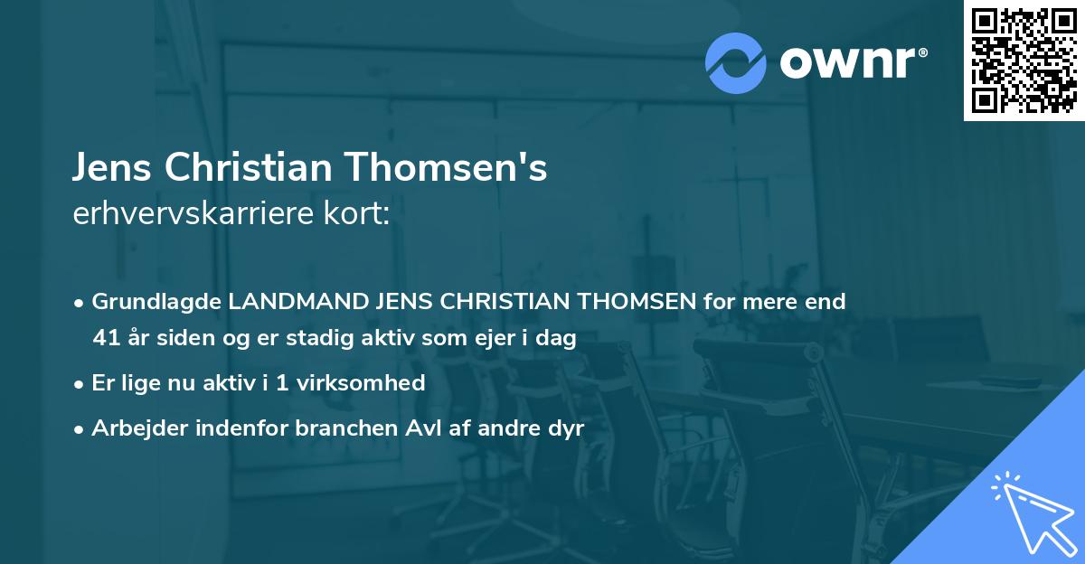 Jens Christian Thomsen's erhvervskarriere kort