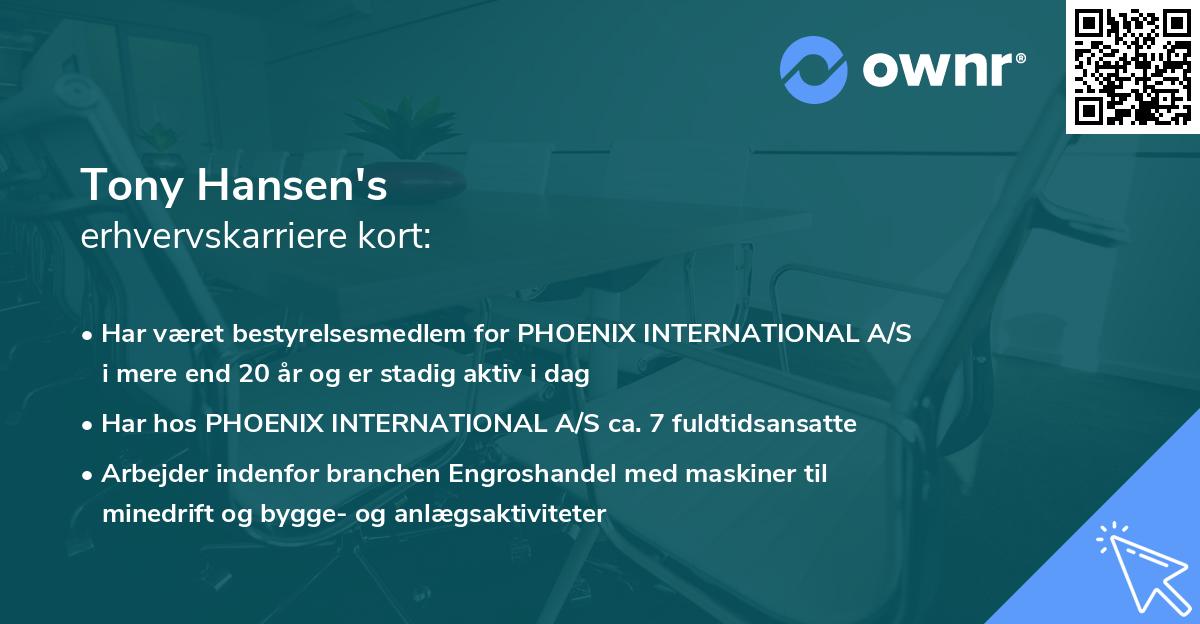 Tony Hansen's erhvervskarriere kort