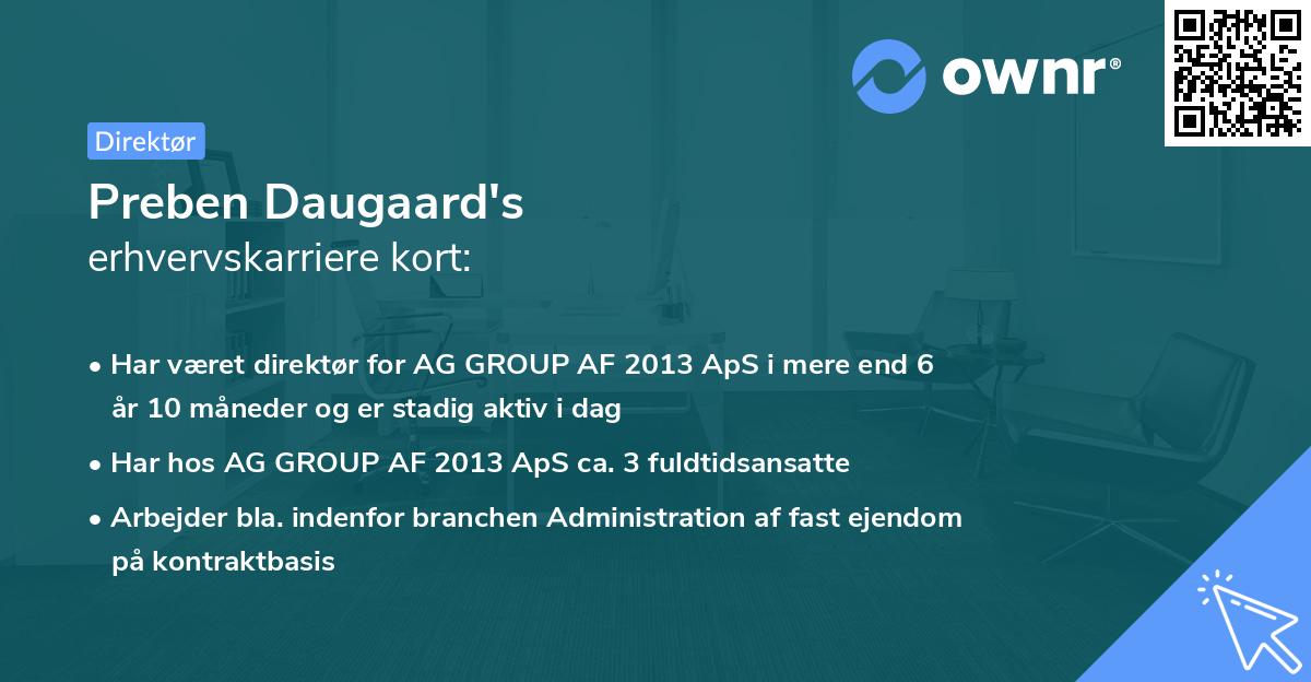 Preben Daugaard's erhvervskarriere kort