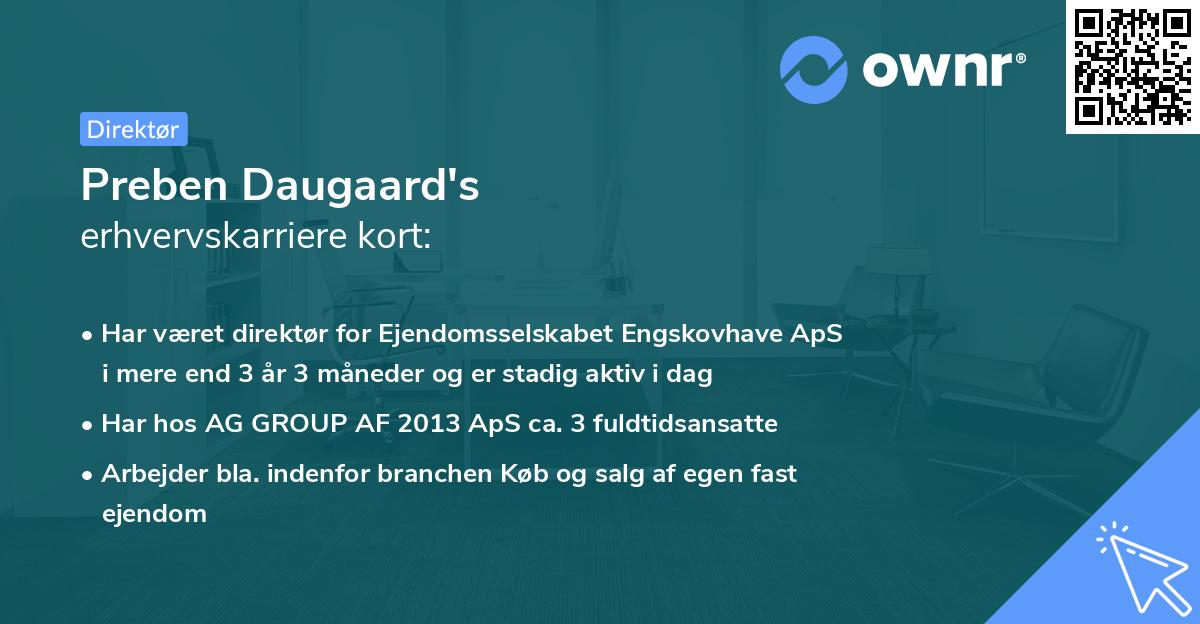 Preben Daugaard's erhvervskarriere kort