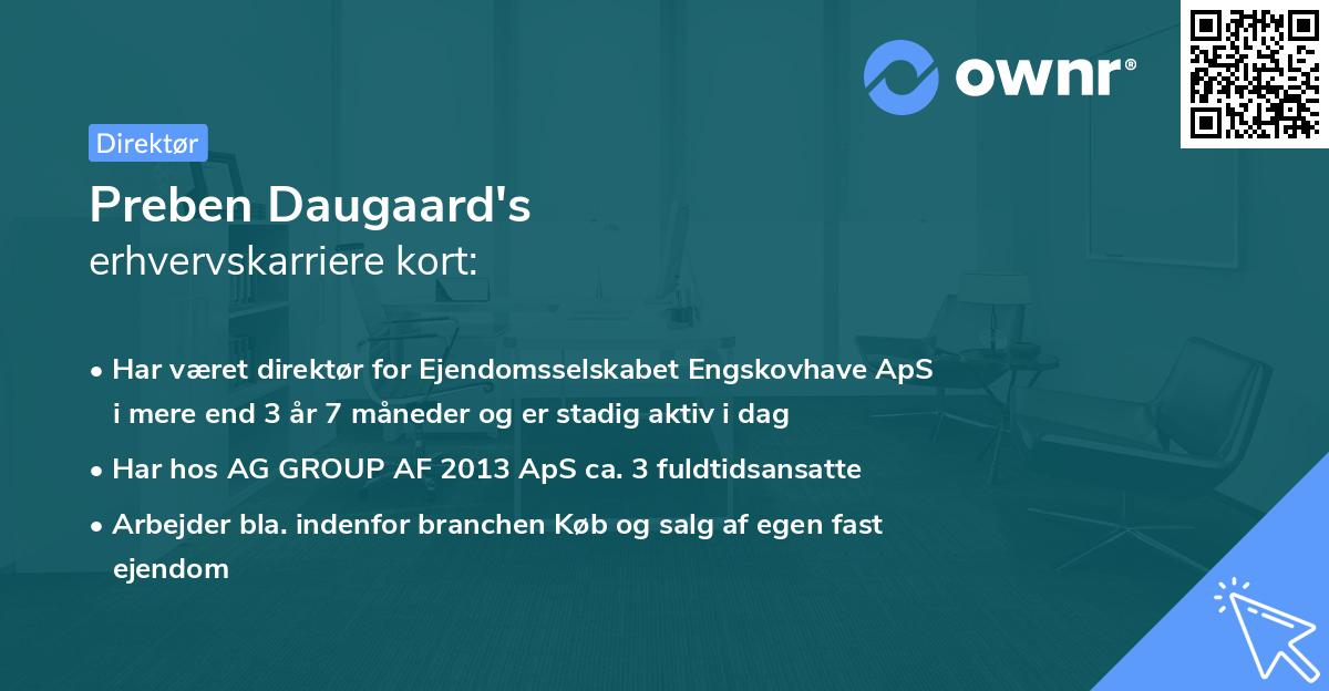 Preben Daugaard's erhvervskarriere kort