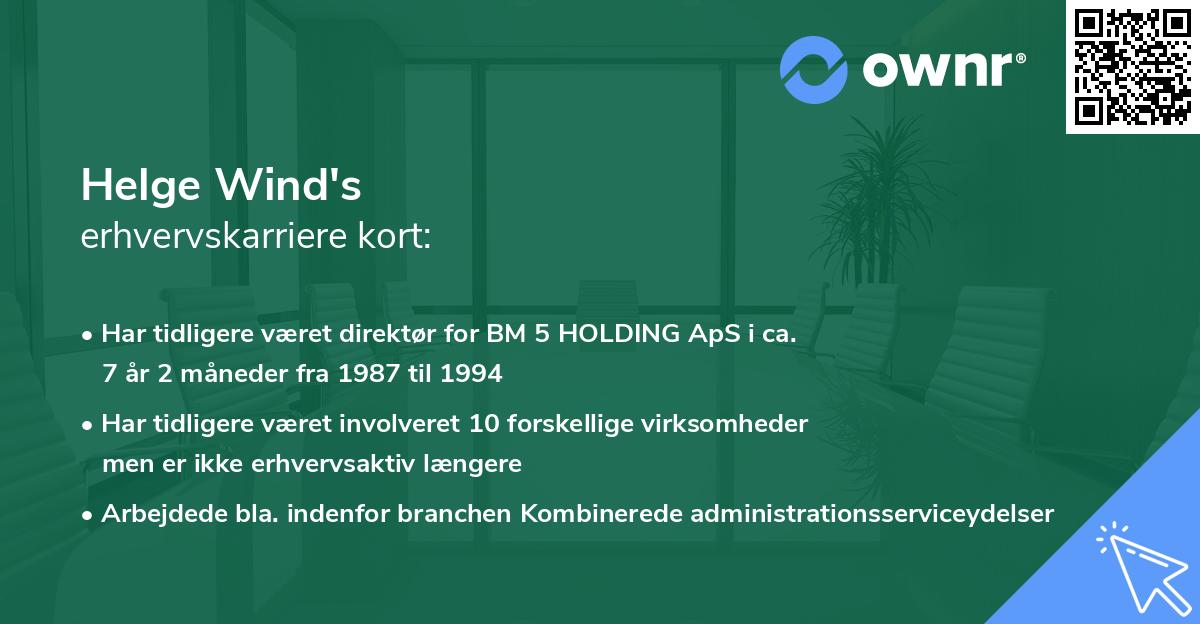 Helge Wind's erhvervskarriere kort
