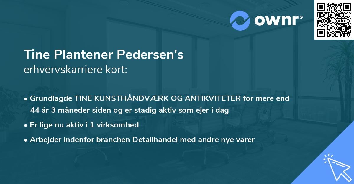 Tine Plantener Pedersen's erhvervskarriere kort