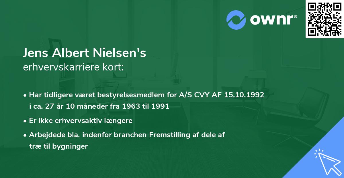 Jens Albert Nielsen's erhvervskarriere kort