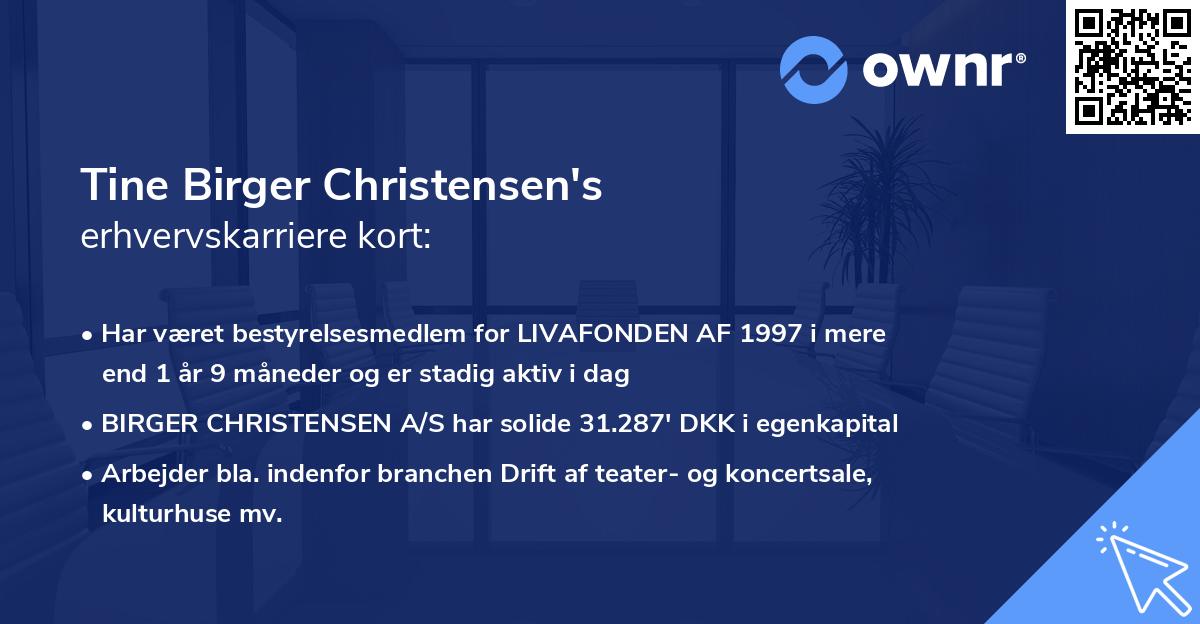 Tine Birger Christensen's erhvervskarriere kort